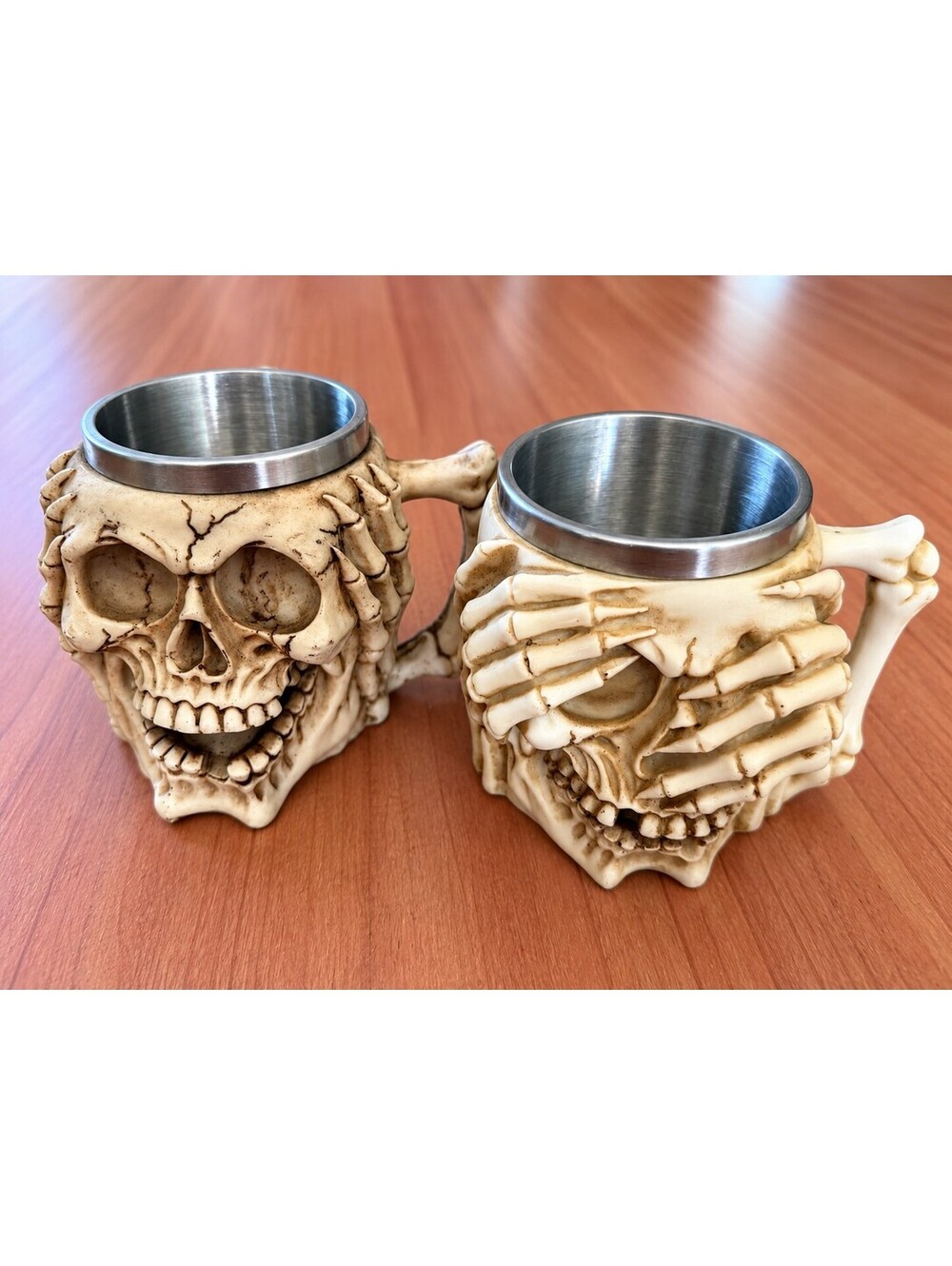 Set of 2 Skeleton Mugs w/ Stainless Steel Liners